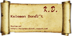 Kelemen Donát névjegykártya