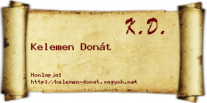 Kelemen Donát névjegykártya